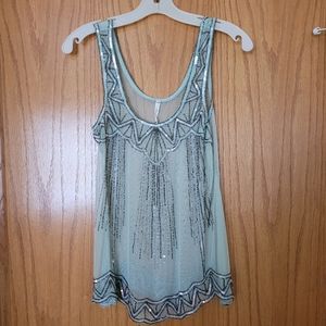 Willow & Clay, Sheer Summer, Tank, Mint Beaded, extra small